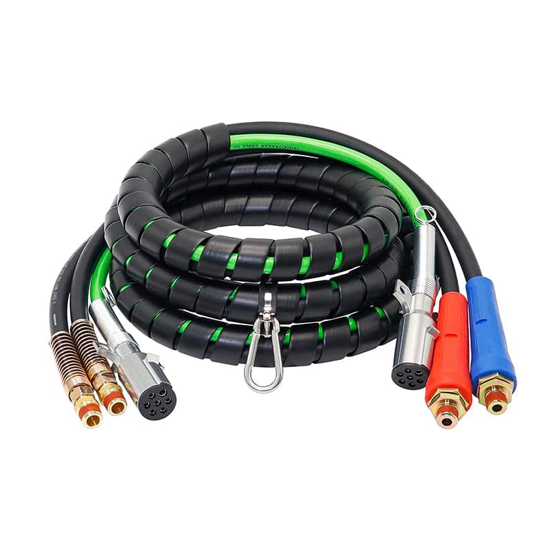 12ft 3 in 1 ABS & Power Air Line Hose Wrap 7 Way Electrical Cable for Semi Truck Trailer Tractor image